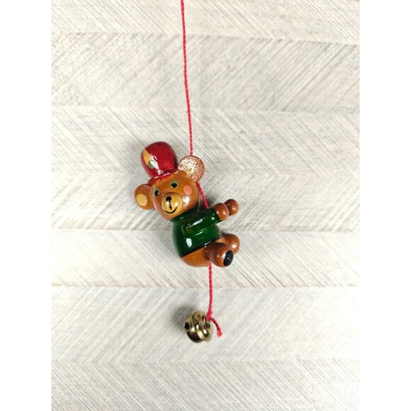 Vintage Hand Painted Russ Berrie Red Bell Ornament Teddy Bear Jingle Bell - Picture 4 of 6